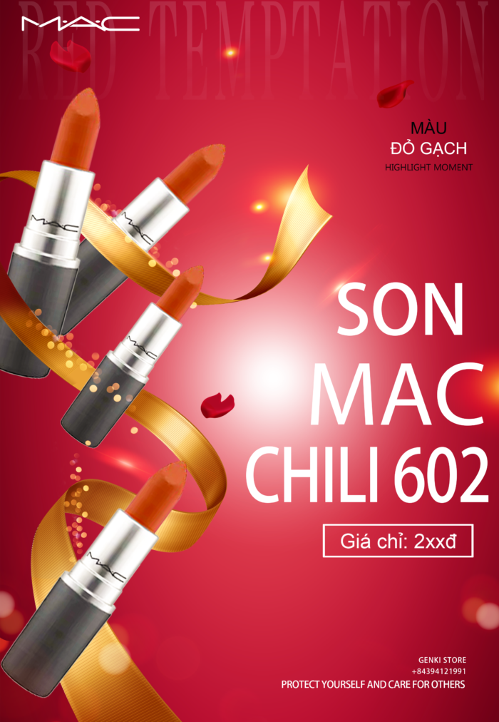 Son MAC Chili 602 Màu Đỏ Gạch – Matte