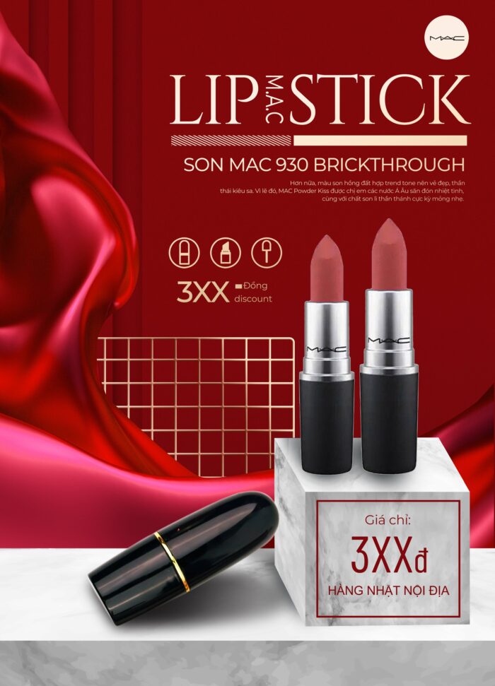 Son MAC 930 Brickthrough Hồng Đất – Powder Kiss Mới