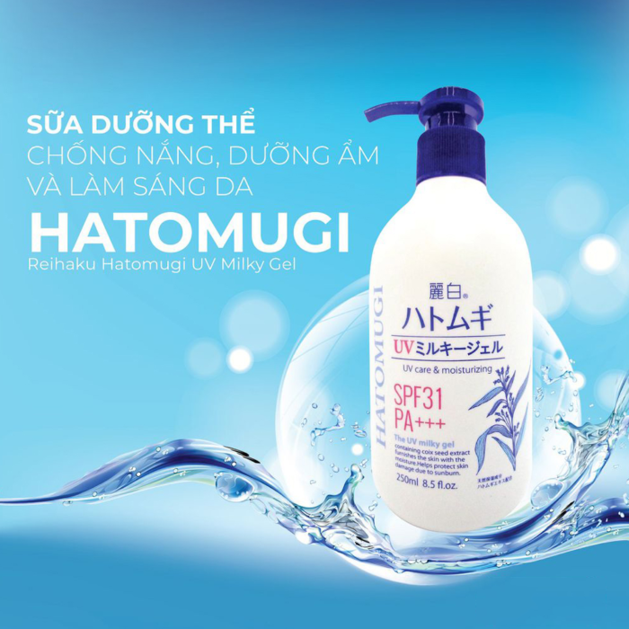 Sữa dưỡng thể chống nắng Hatomugi UV Milky Gel Nhật (250 - 400ml)