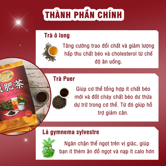 Thực phẩm chức năng Trà giảm mỡ bụng Genpi Tea Orihiro Nhật Bản - 60 gói x 3g