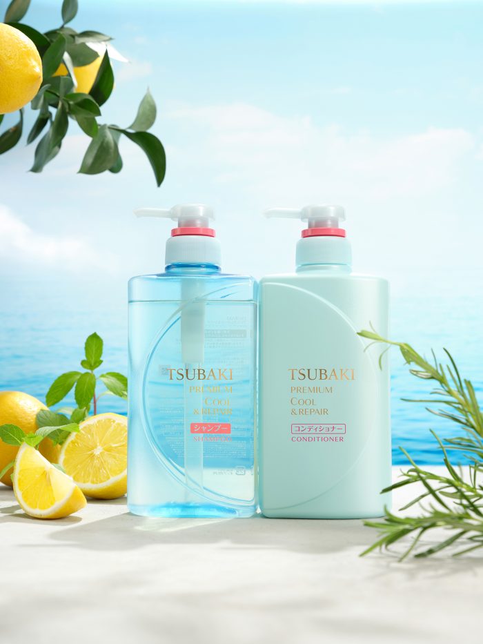 Cặp gội - xả Tsubaki Premium Cool bạc hà mát lạnh 490ml (màu xanh)