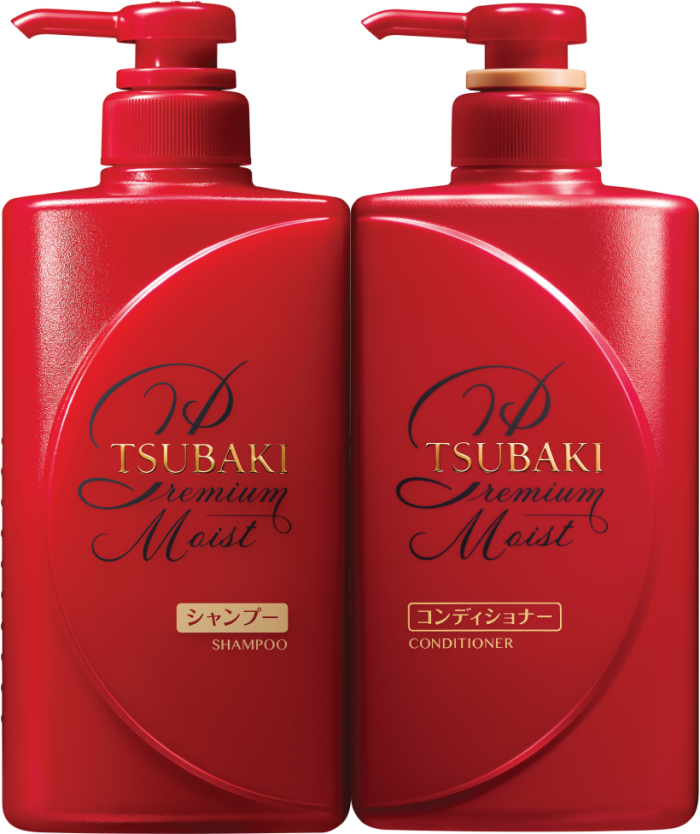 Cặp gội - xả Tsubaki Premium dưỡng tóc bóng mượt 490ml (màu đỏ)