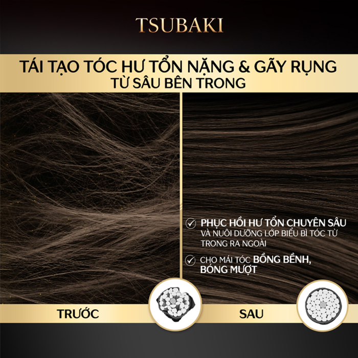 Cặp gội - xả Tsubaki Premium EX Repair siêu phục hồi 490ml (màu đen)