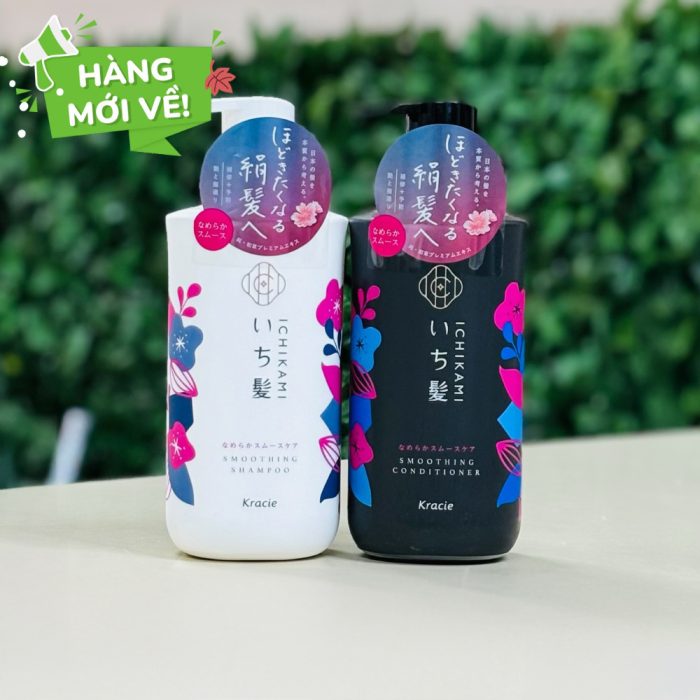 Bộ dầu gội xả Ichikami trắng đen hương hoa trà (dùng cho tóc thẳng, vào nếp)