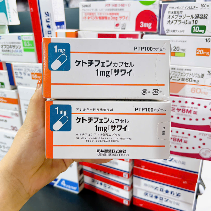 Viên nang Ketotifen 1mg Sawai Nhật Bản giảm viêm mũi, mề đay 100 viên