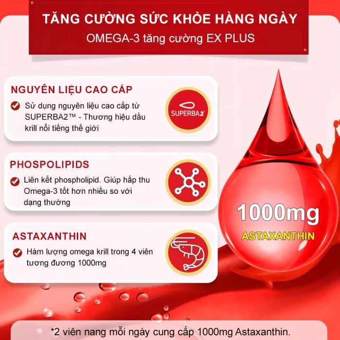 VIÊN UỐNG OMEGA 3 KRILL EX PLUS - 80 VIÊN