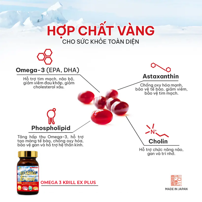 VIÊN UỐNG OMEGA 3 KRILL EX PLUS - 80 VIÊN